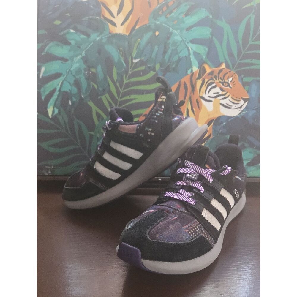 adidas Kids Black & Purple Patterned Sneakers